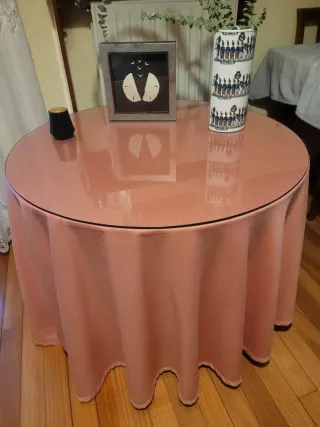 Mesa camilla redonda cristal y tela