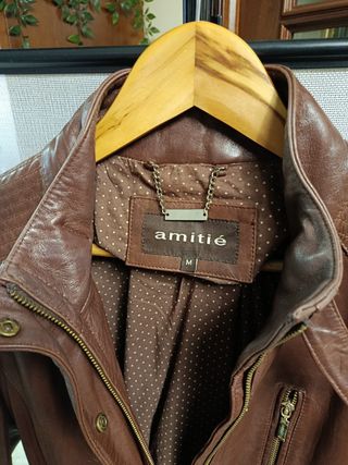 Chaqueta de cuero marrón Talla M