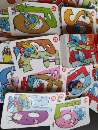 Baraja Pitufos Letras juego de cartas vintage 1983