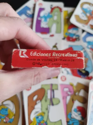 Baraja Pitufos Letras juego de cartas vintage 1983