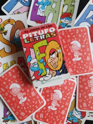 Baraja Pitufos Letras juego de cartas vintage 1983