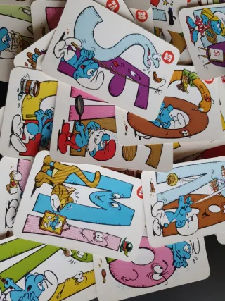 Baraja Pitufos Letras juego de cartas vintage 1983