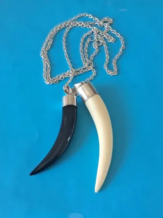 Colgante Plata Diente Beige