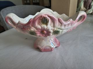 Juego Jarrones Porcelana Rosas y Blancos