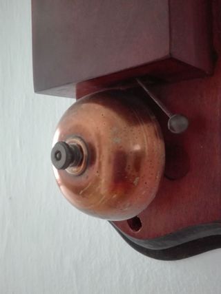 Timbre antiguo E. BONNET cobre y madera