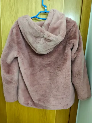 Chaqueta con gorro niña rosa peluche t14