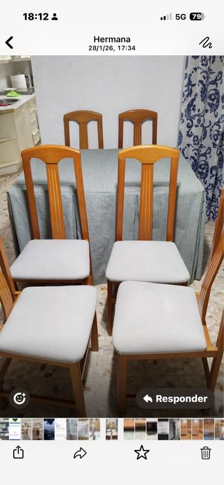 Mesa y 6 sillas tapizadas con su ropa camilla