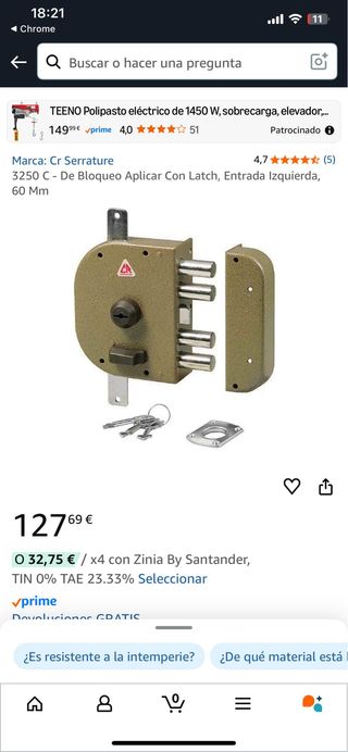 Cerradura de seguridad metálica