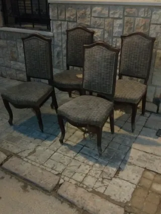 4 Sillas Isabelinas Madera y Mimbre