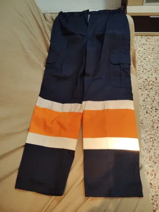 Pantalón de trabajo reflectante azul y naranja