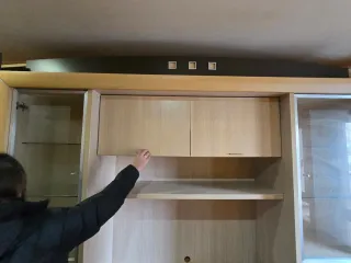 Mueble de salón modular madera y cristal