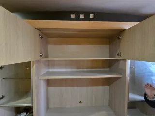 Mueble de salón modular madera y cristal