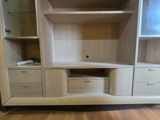 Mueble de salón modular madera y cristal