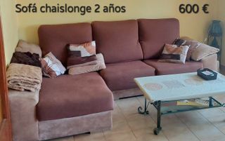 Sofá chaiselongue 2 años + fundas