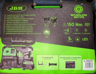 Taladro Percutor JBM 20V 150 Nm + Batería y Cargad