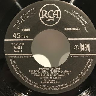 Daniele George Andre' Grassi Toi C'est Vrai EP 7"