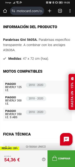 Parabrisas Givi Piaggio Beverly