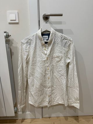 Camisa Pull&Bear blanca lunares hombre talla S