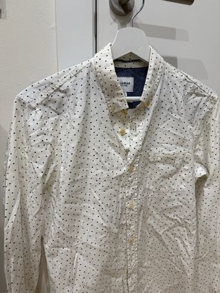 Camisa Pull&Bear blanca lunares hombre talla S