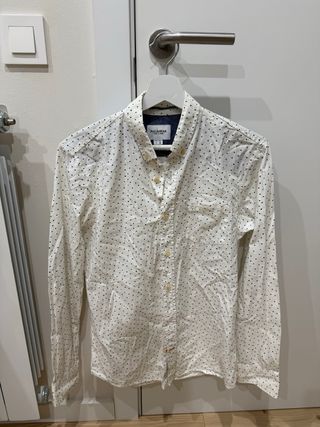 Camisa Pull&Bear blanca lunares hombre talla S