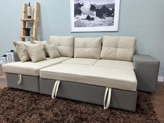 Sofá Cama Nuevo Beige y Gris