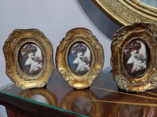Conjunto 3 Marcos Vintage Dorados envejecidos .