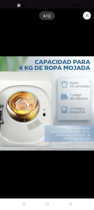 Secadora 4kg 800W