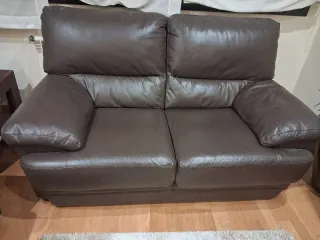 Sofá 2 plazas piel marrón