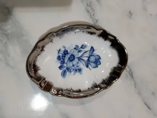 Porta bonbon porcellana fiori blu