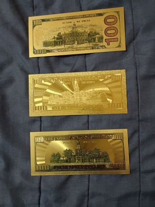 3 x 100 DOLLARI U.S.A. LAMINA D'ORO
