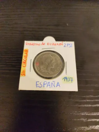 2 Pesetas Euzkadi 1937 ¡ESTADO S.C.! Pieza museo