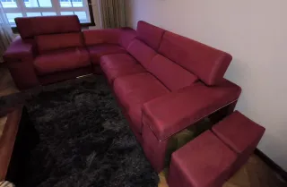 Sofá Rinconera Rojo/granate Microfibra.