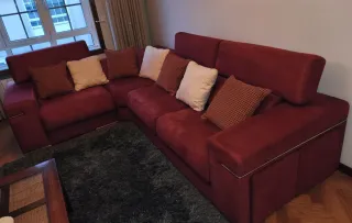 Sofá Rinconera Rojo/granate Microfibra.