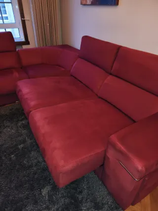 Sofá Rinconera Rojo/granate Microfibra.