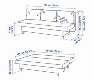 Sofá Cama Gris 3 Plazas IKEA