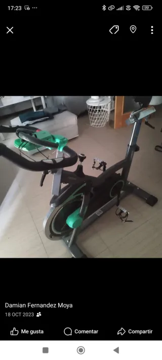 Bicicleta Estática Spinning Negra y Verde