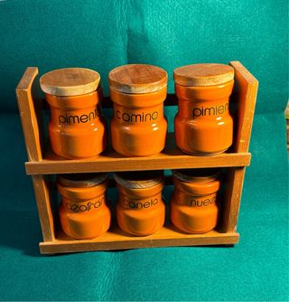 Set 6 Especieros Cerámica Vintage Naranja