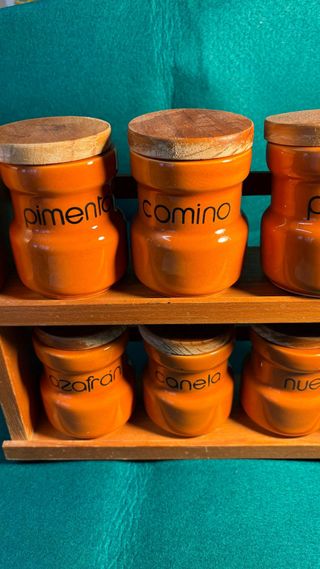 Set 6 Especieros Cerámica Vintage Naranja