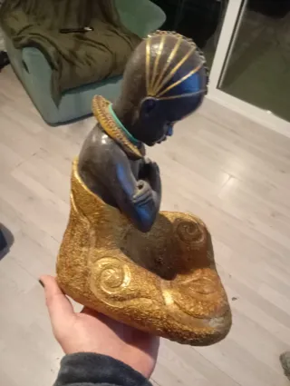 Figura Buda Decorativa Metal Dorado