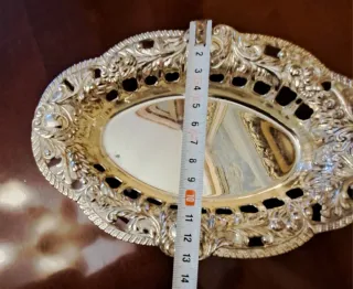 BANDEJA OVALADA PLATEADA DECORACION