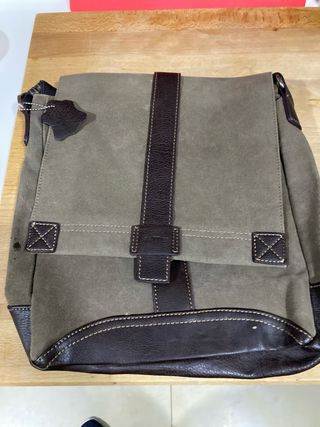 Bolso Matties Cuero y Lona Marrón Oliva