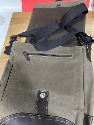 Bolso Matties Cuero y Lona Marrón Oliva