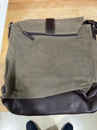 Bolso Matties Cuero y Lona Marrón Oliva