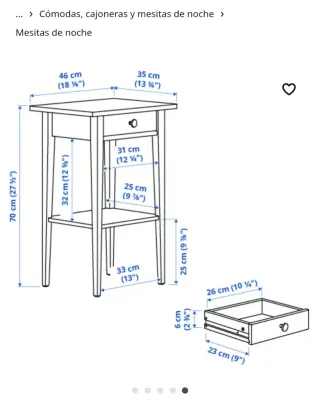 2 Mesitas de noche Ikea Hemnes Negras