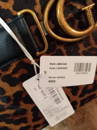 Bolso Guess Animal Print Dorado Negro