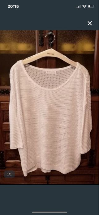 Jersey calado 3/4 Stradivarius blanco