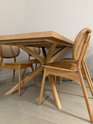 Sillas comedor ratán y madera
