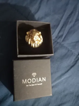 Anillo Cabeza de León Bañado Talla 11