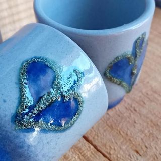 Strehla GDR Keramik  “fat lava”  schnapsbecher '60