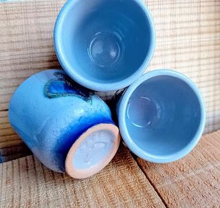 Strehla GDR Keramik  “fat lava”  schnapsbecher '60